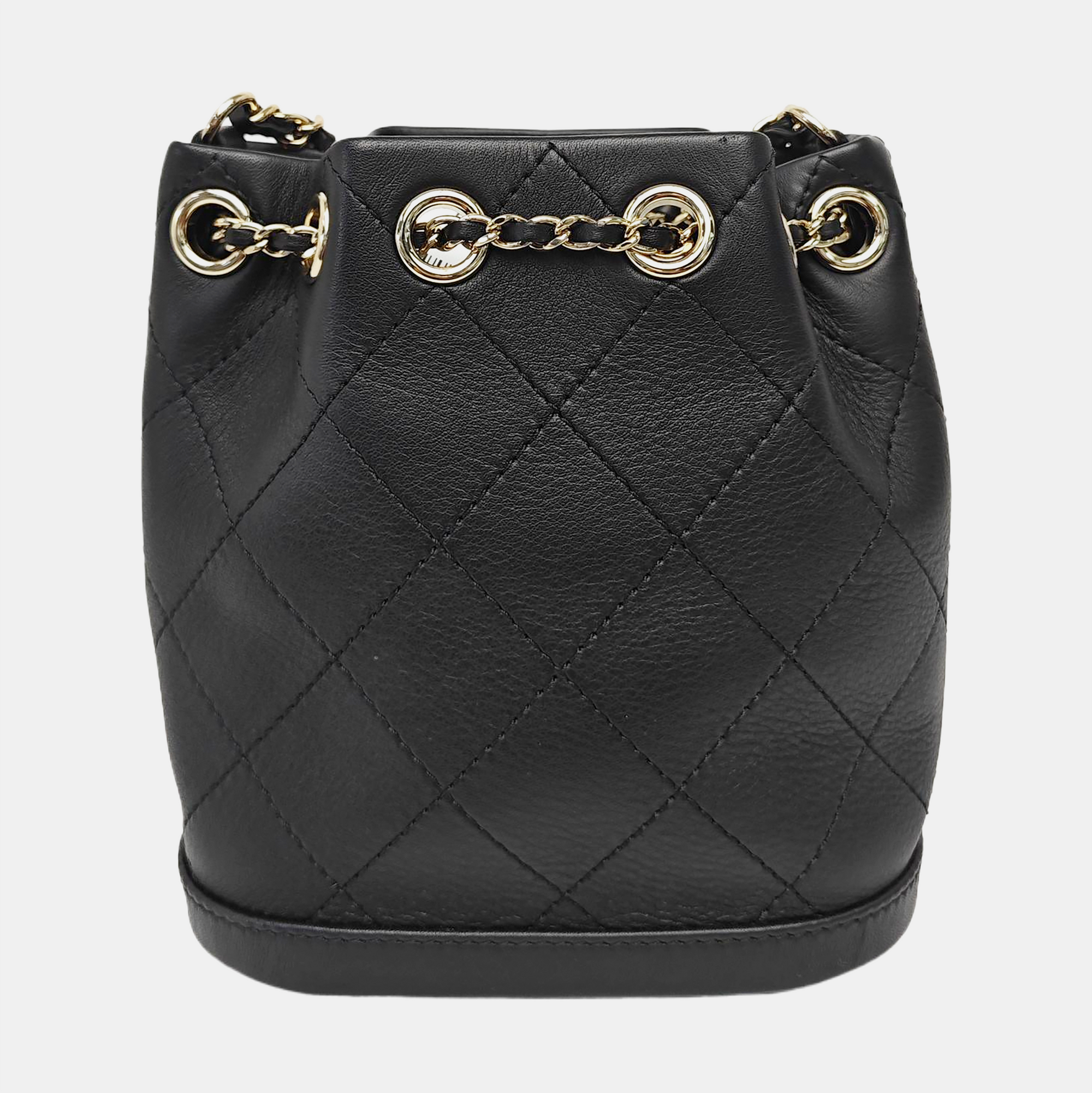 DRAWSTRING Quilted Calfskin Black