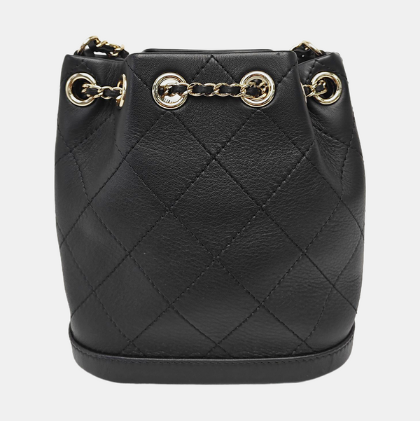 DRAWSTRING Quilted Calfskin Black