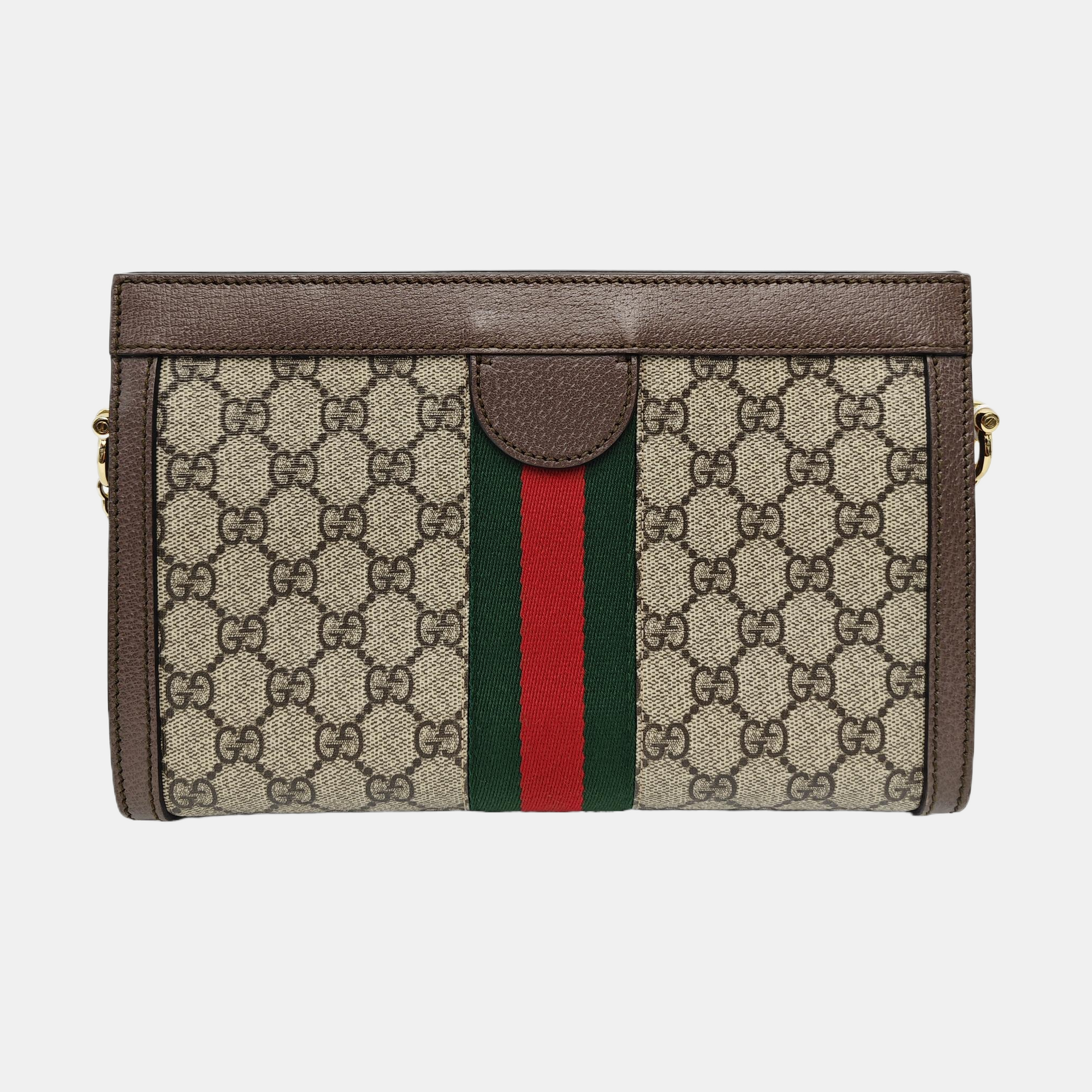 Ophidia Small Monogram Coated Canvas Beige