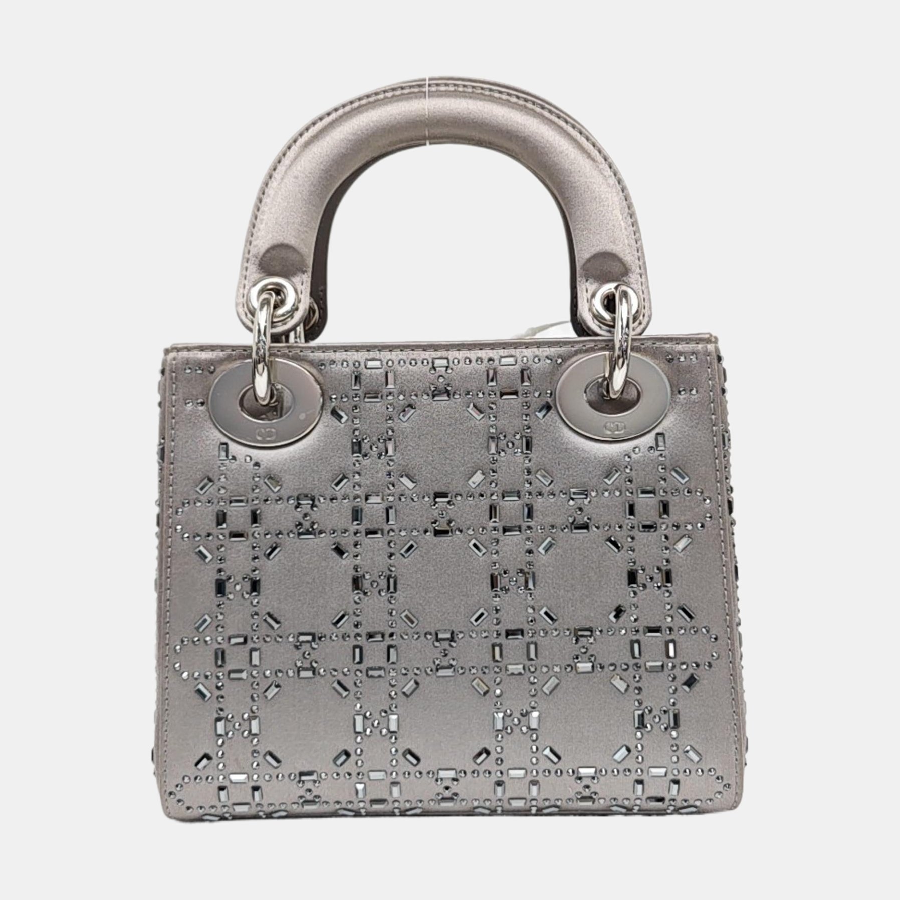 Lady Dior Mini Cannage Silk Satin Gray