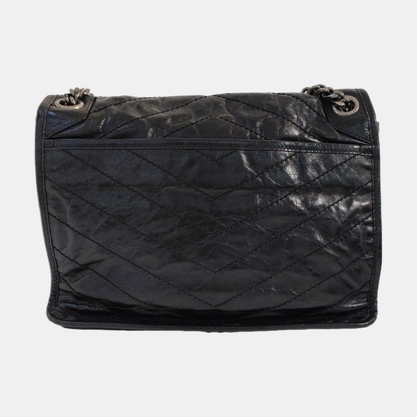 NIKI Medium Chevron Calfskin Black