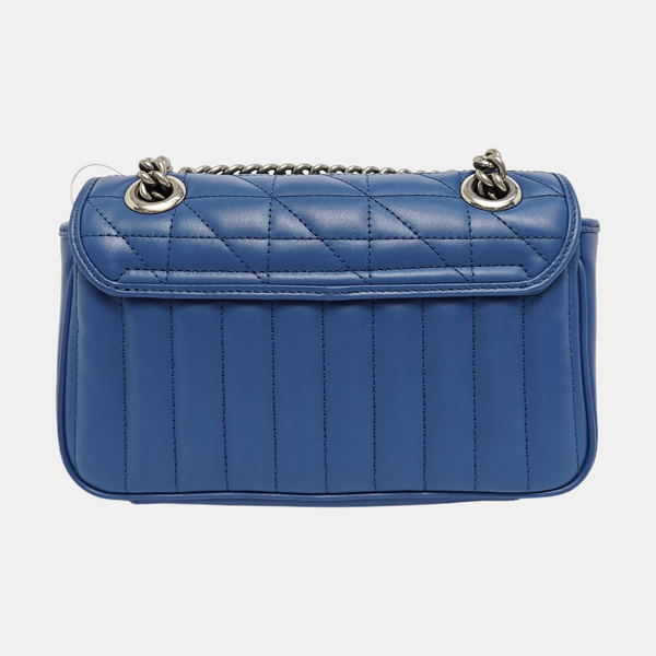 GG Marmont Small Quilted Calfskin Blue