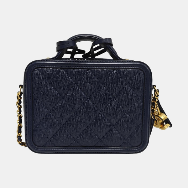 Authenticated pre-owned  FILIGREE Small Quilted Grained Calfskin Blue - Shoulder Bag at Looply