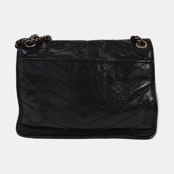 NIKI Medium Chevron Calfskin Black