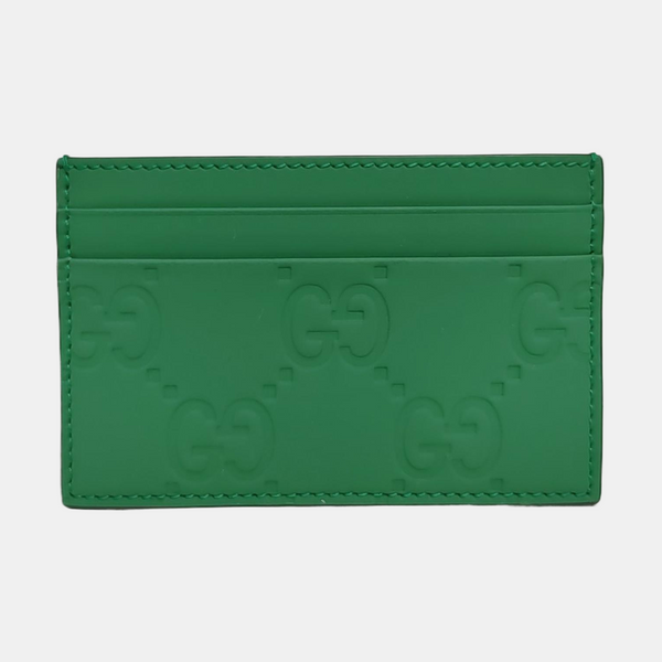 Signature Monogram Calfskin Green Card Holder