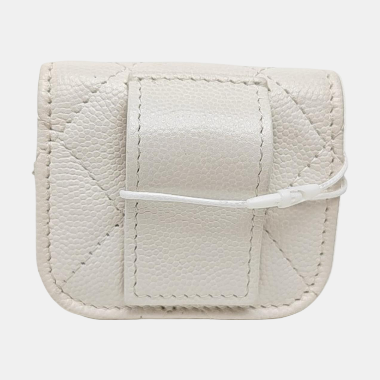 Quilted Grained Calfskin Shoulder Bag White