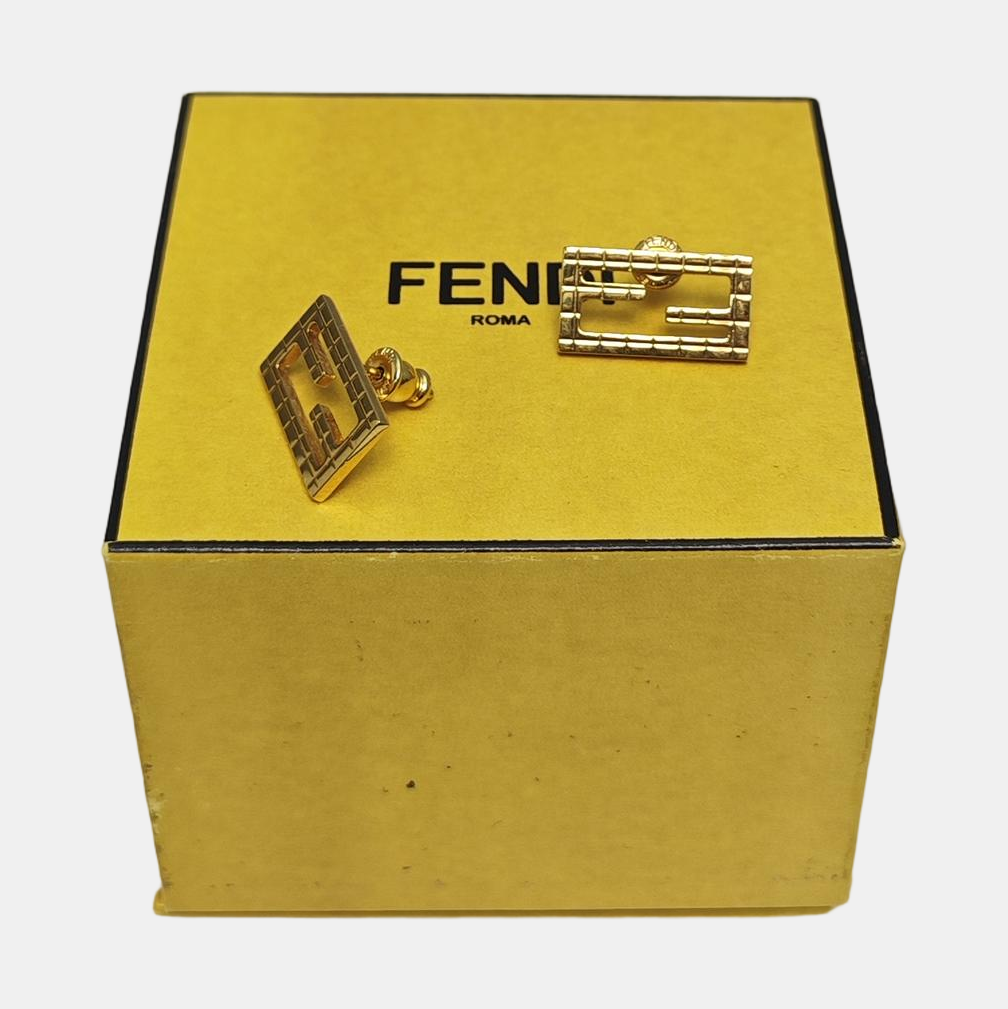 FF Metal Gold Stud Earrings