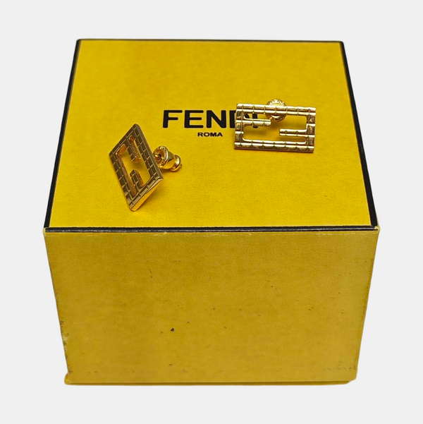 FF Metal Gold Stud Earrings