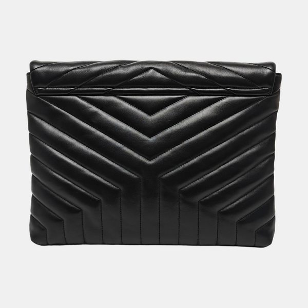 Chevron Calfskin Clutch Black