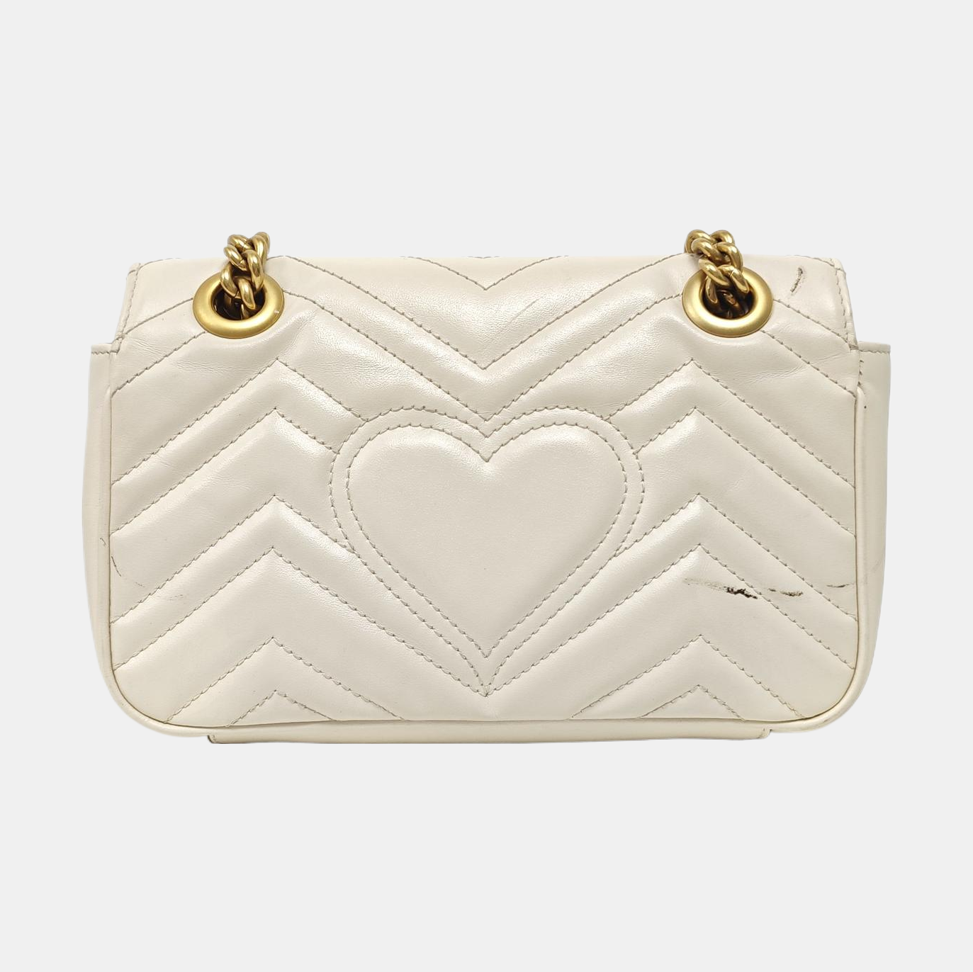 GG Marmont Small Quilted Calfskin White