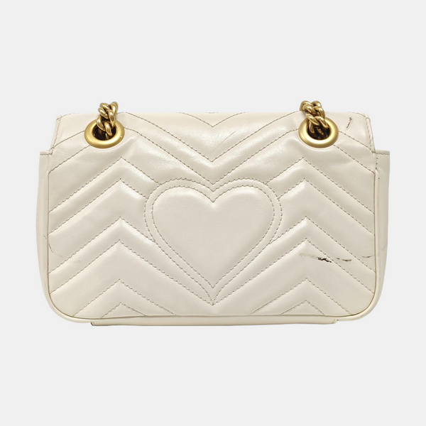 GG Marmont Small Quilted Calfskin White