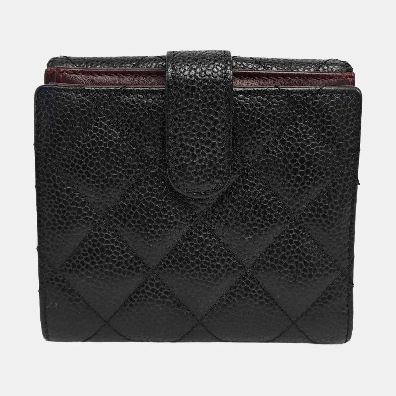 Quilted Grained Calfskin Wallet Black