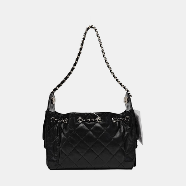 CHANEL 25 Mini Quilted Calfskin Black