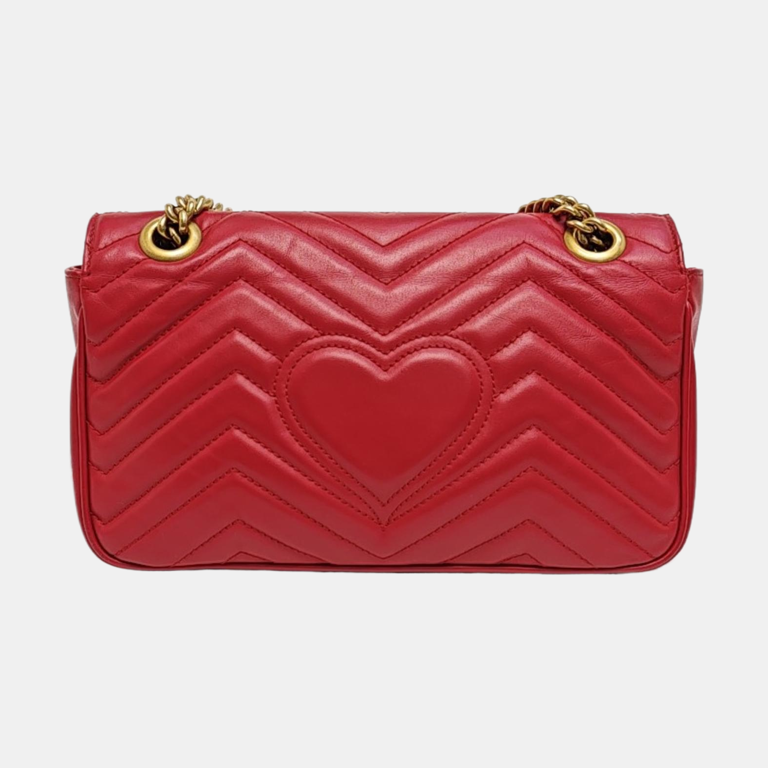 GG Marmont Mediana Piel Acolchada Roja