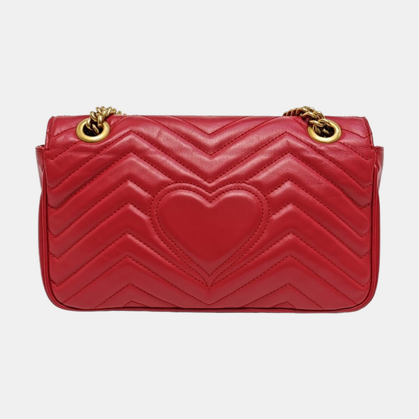 GG Marmont Mediana Piel Acolchada Roja