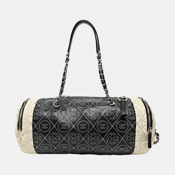 Quilted Coated Canvas Top Handle Bag Black