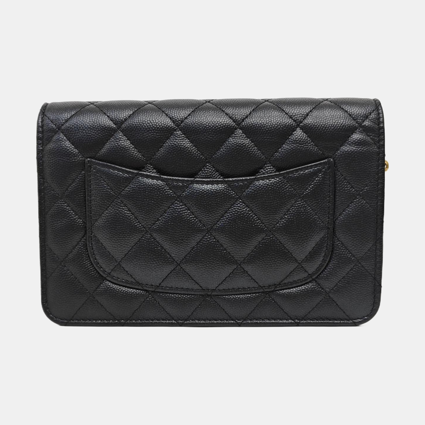 Quilted Grained Calfskin Shoulder Bag Black