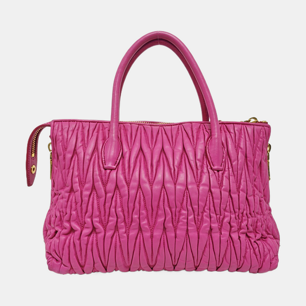 Quilted Lambskin Tote Bag Red