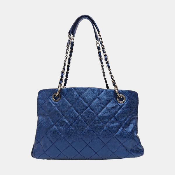 CC TIMELESS SOFT Small Quilted Grained Calfskin Blue