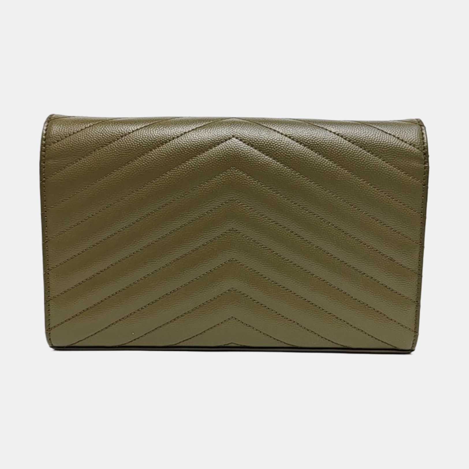 MONOGRAM Medium Chevron Calfskin Green