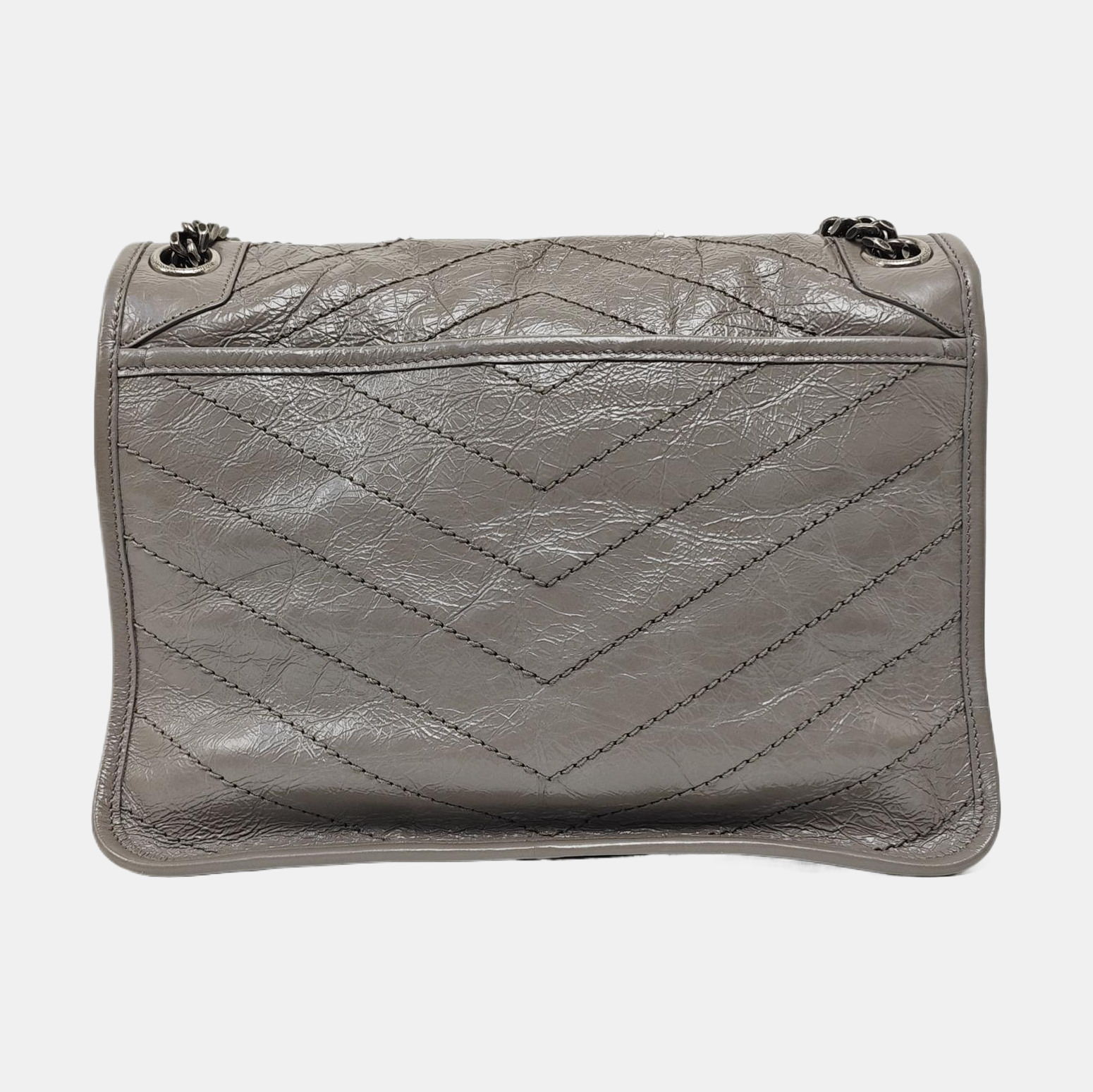 NIKI Medium Chevron Calfskin Gray