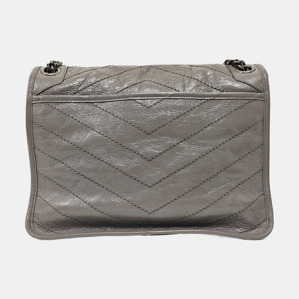 NIKI Medium Chevron Calfskin Gray