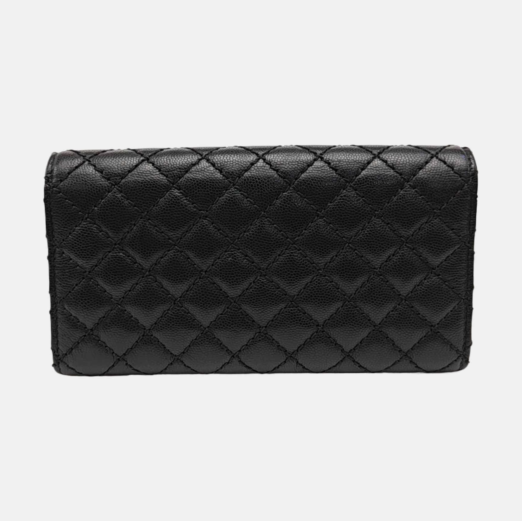 Quilted Grained Calfskin Wallet Black