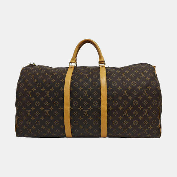 KEEPALL 60 Monogram Coated Canvas Brown