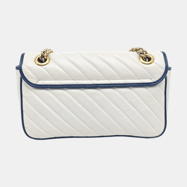 GG Marmont Medium Quilted Calfskin White