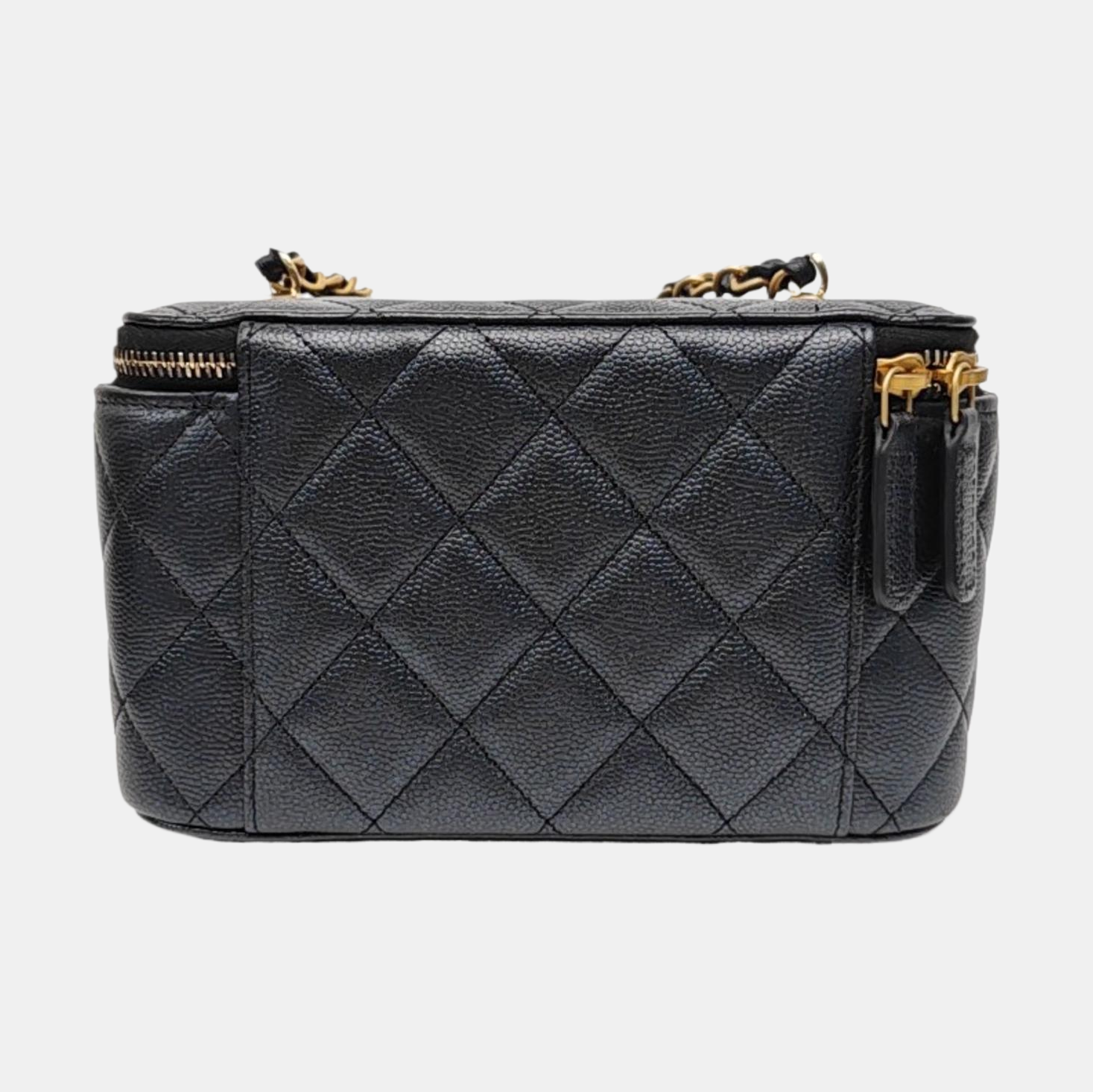 VANITY CASE Small Quilted Grained Calfskin Black