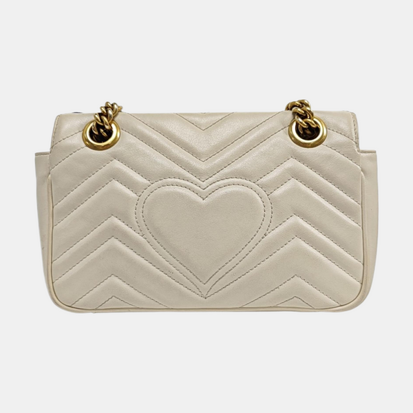 GG Marmont Small Quilted Calfskin White