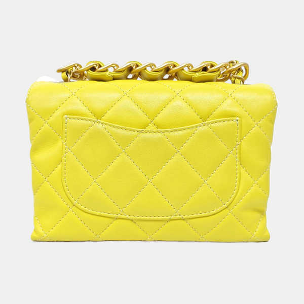 Quilted Calfskin Shoulder Bag Yellow