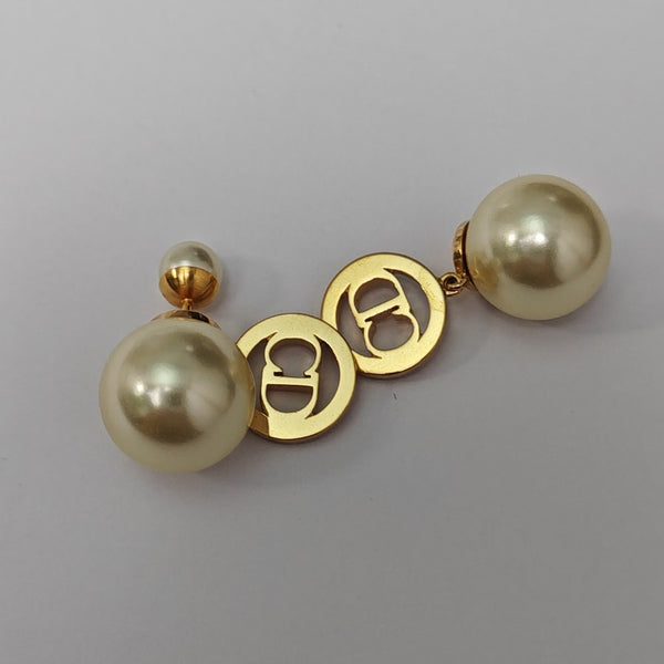 Faux Pearl Gold Stud Earrings