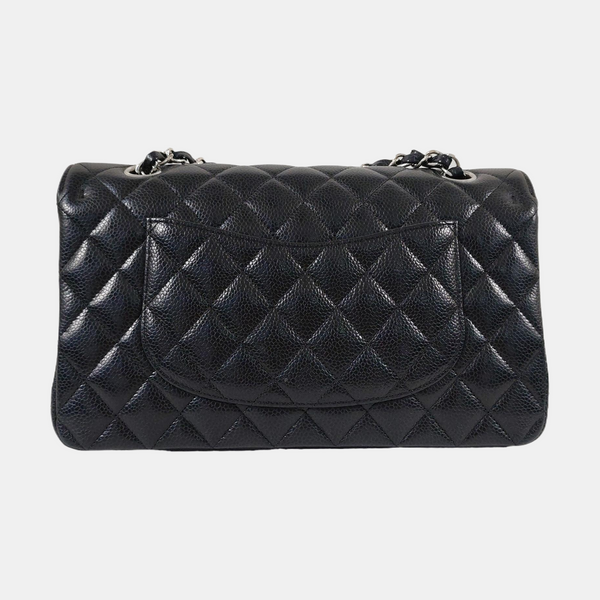 CLASSIC FLAP Medium Quilted Grained Calfskin Black