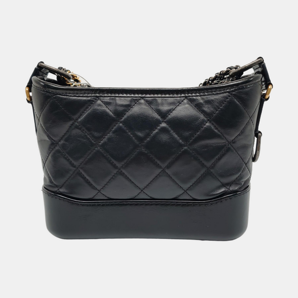 GABRIELLE Small Quilted Vintage Calf Black