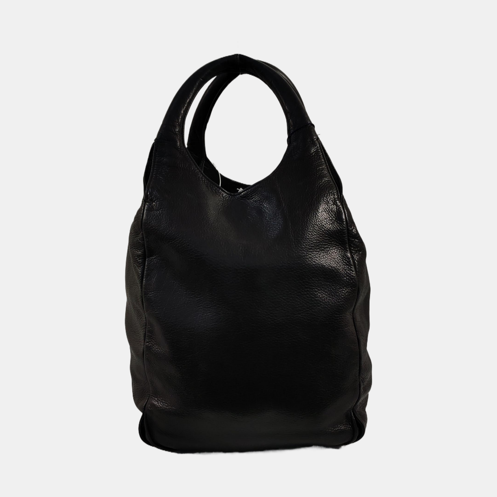 Leather Top Handle Bag Black
