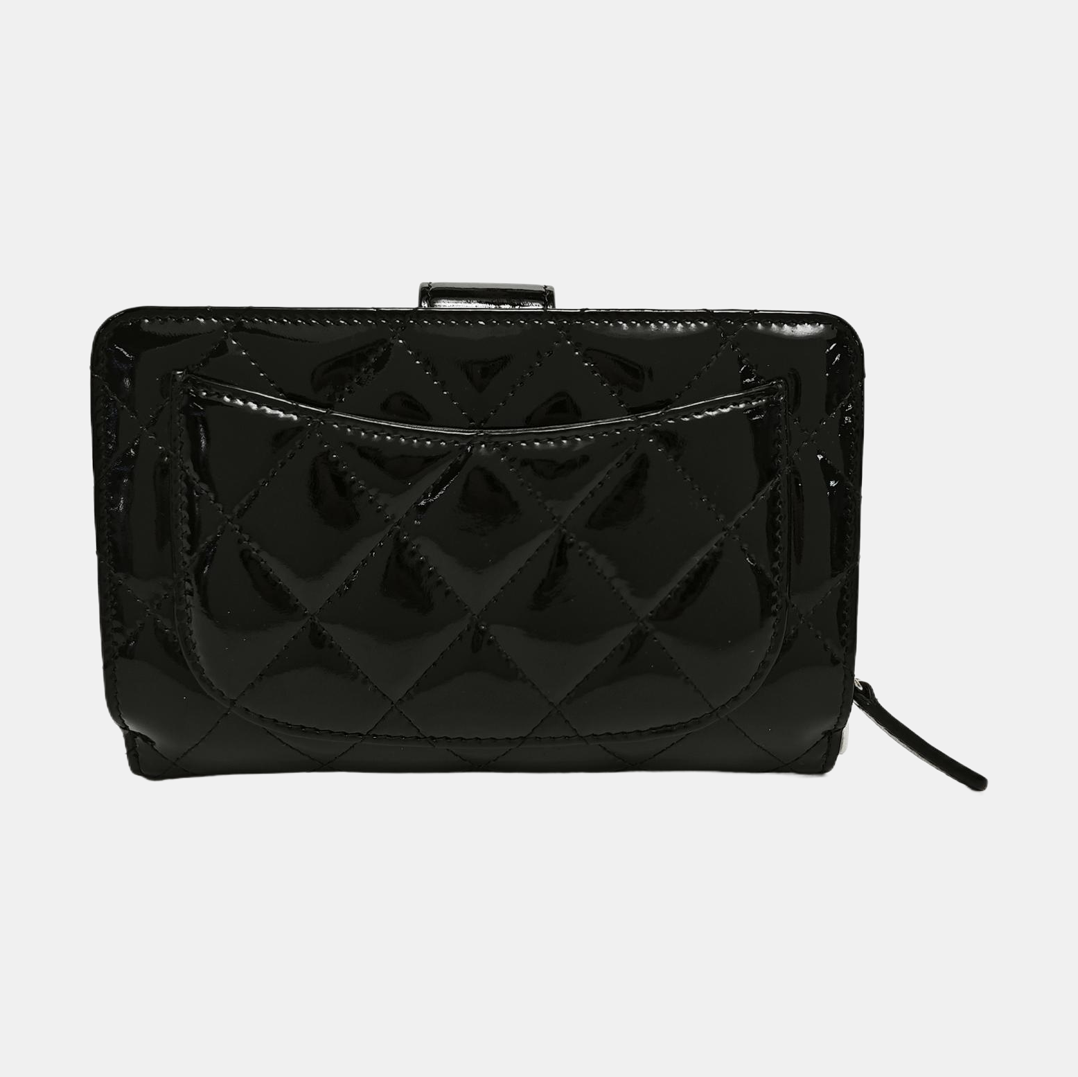 Quilted Patent Leather Wallet Black