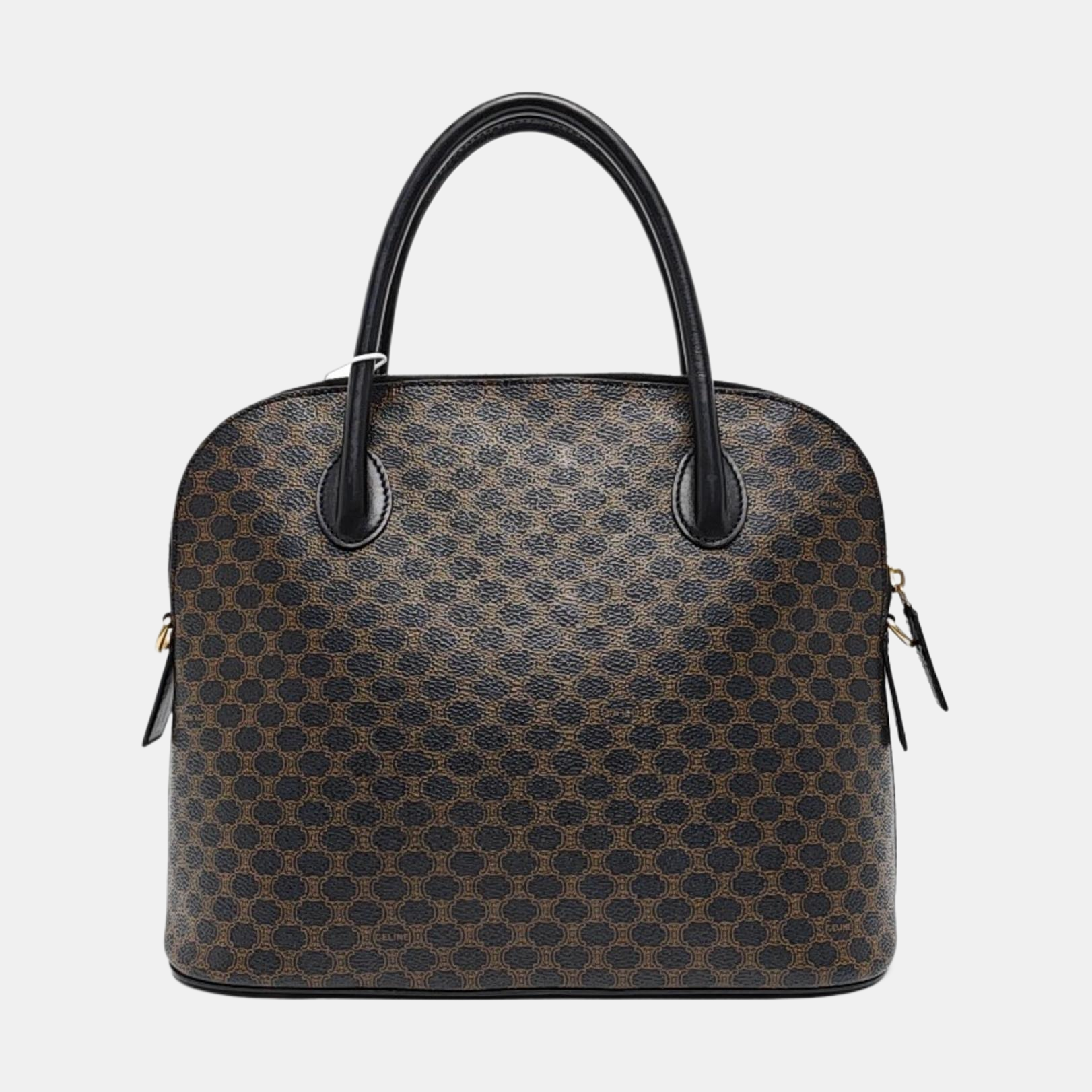 Coated Canvas Top Handle Bag Brown