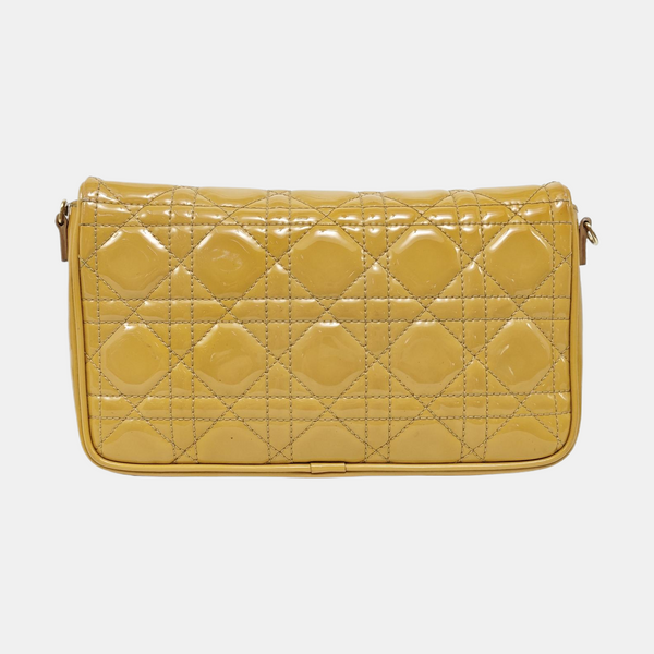 Lady Dior Piel Acolchada Charol Amarillo