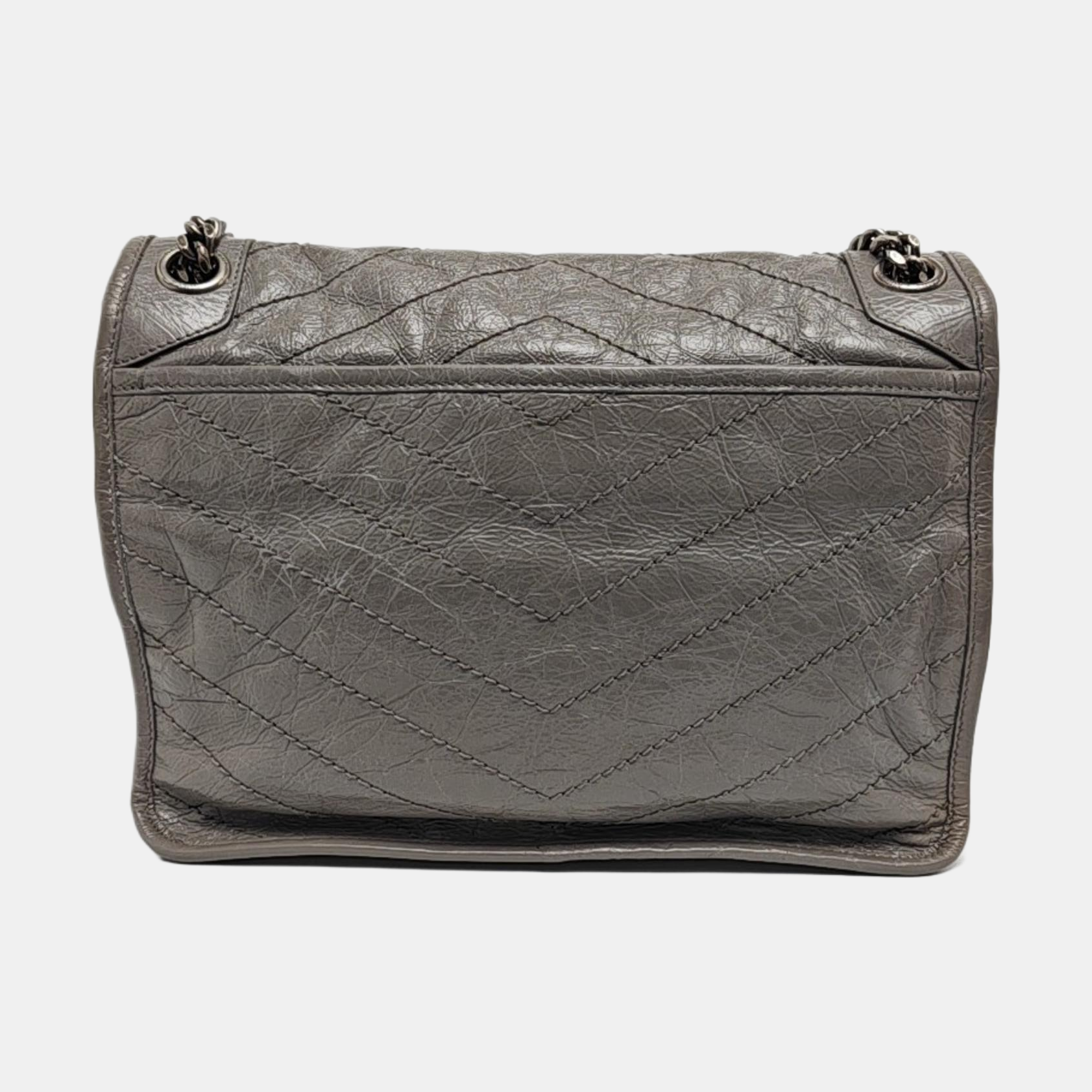 NIKI Medium Chevron Calfskin Gray