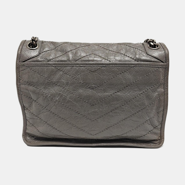 NIKI Medium Chevron Calfskin Gray