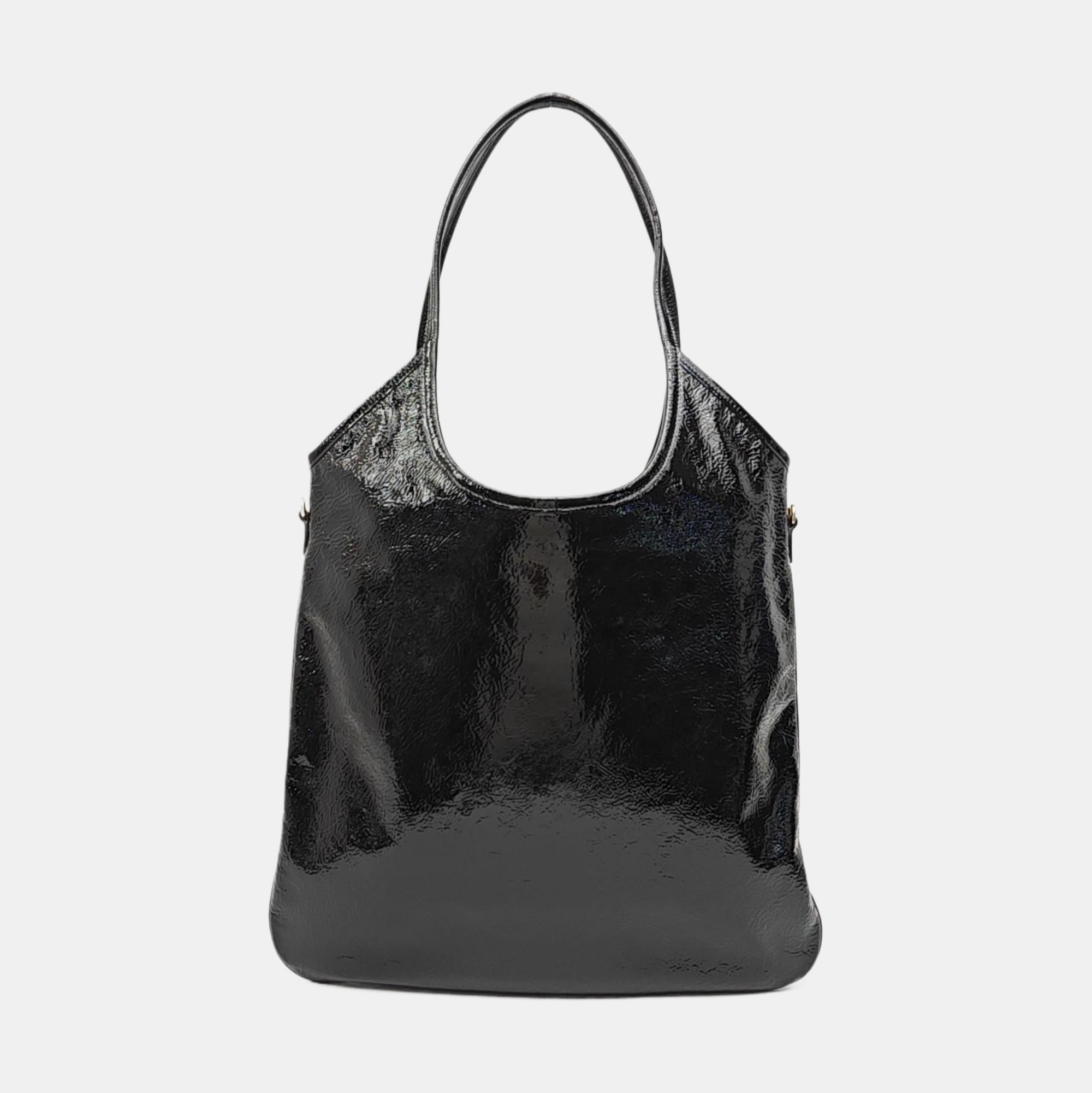 Patent Leather Shoulder Bag Black