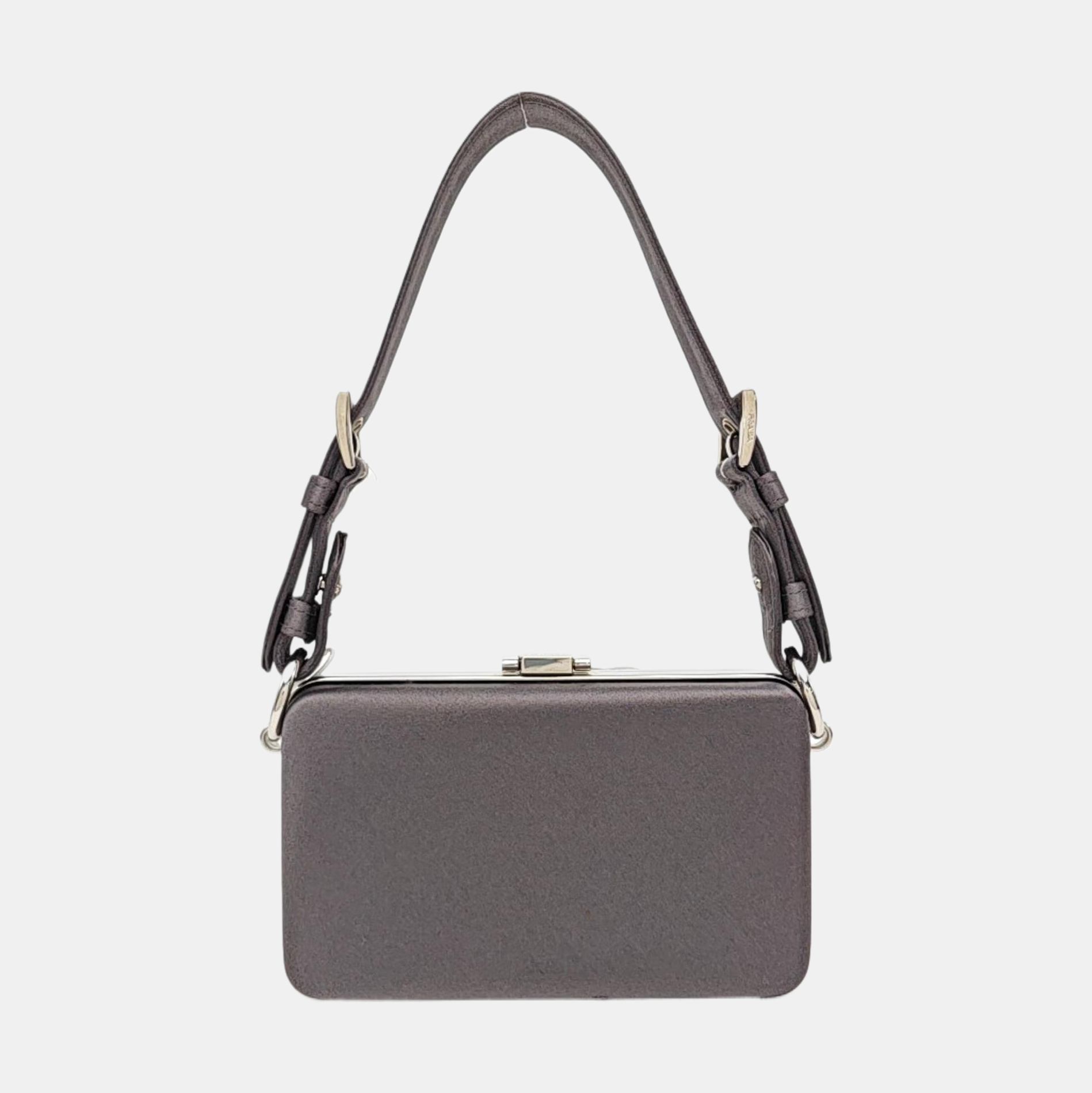 Silk Satin Top Handle Bag Gray