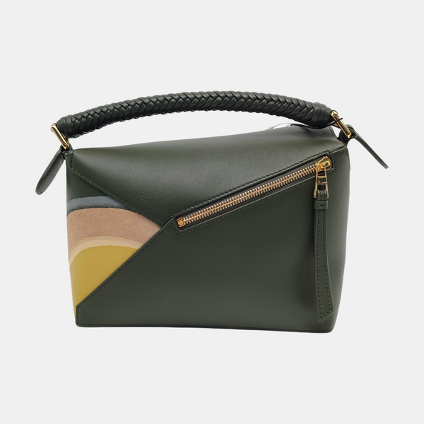 Puzzle Edge Landscape Small Calfskin Green