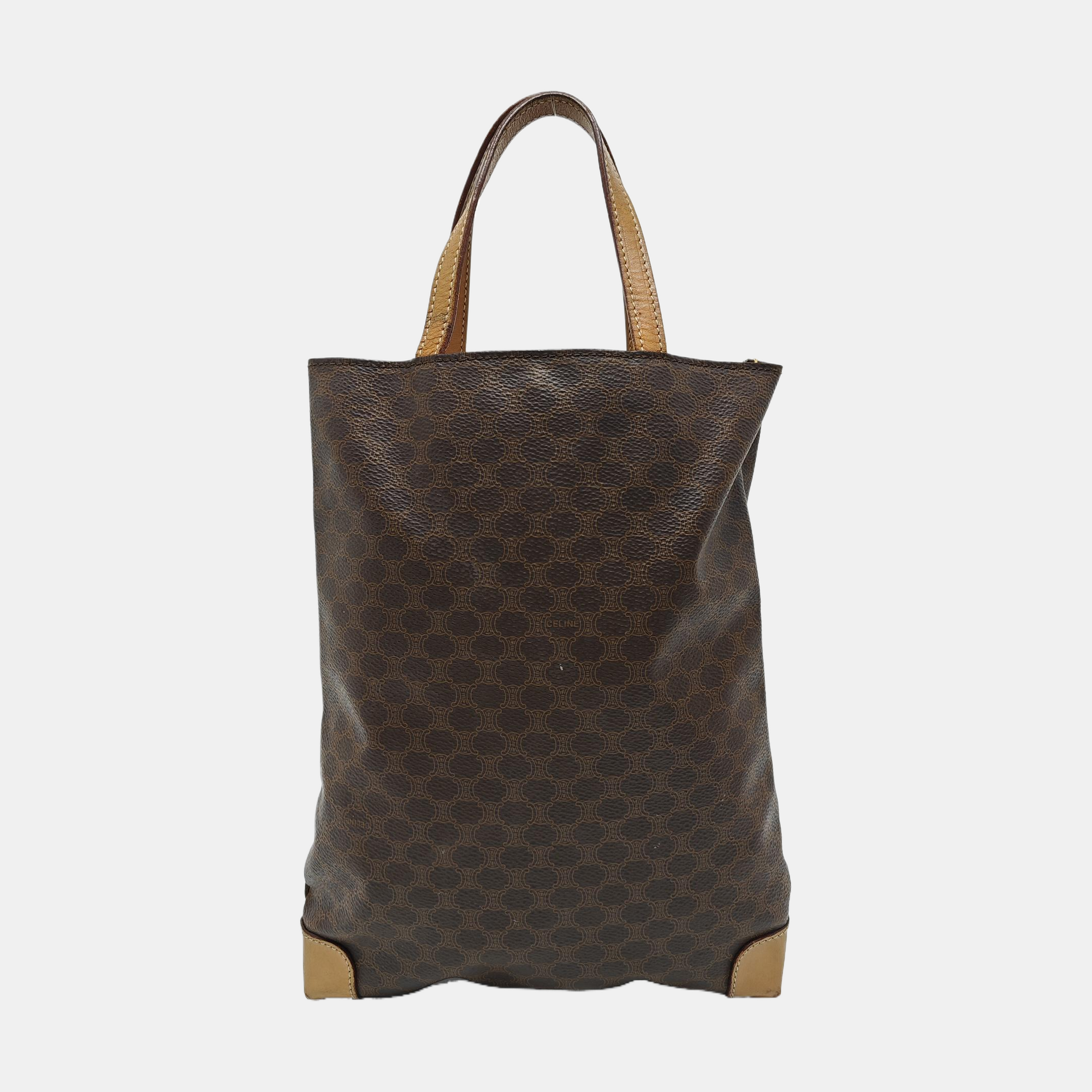Coated Canvas Tote Bag Brown