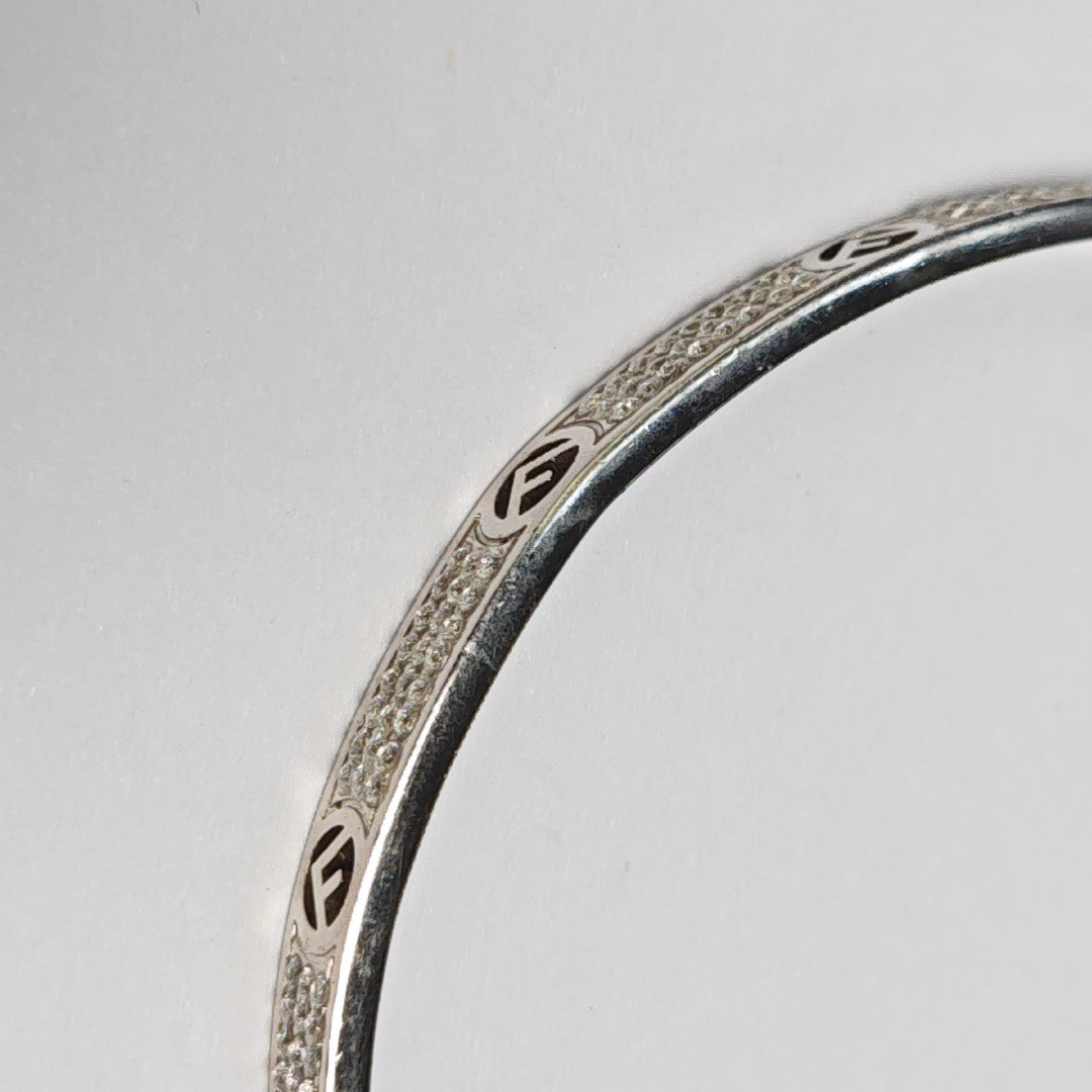 F Is Metal Silver Bangle
