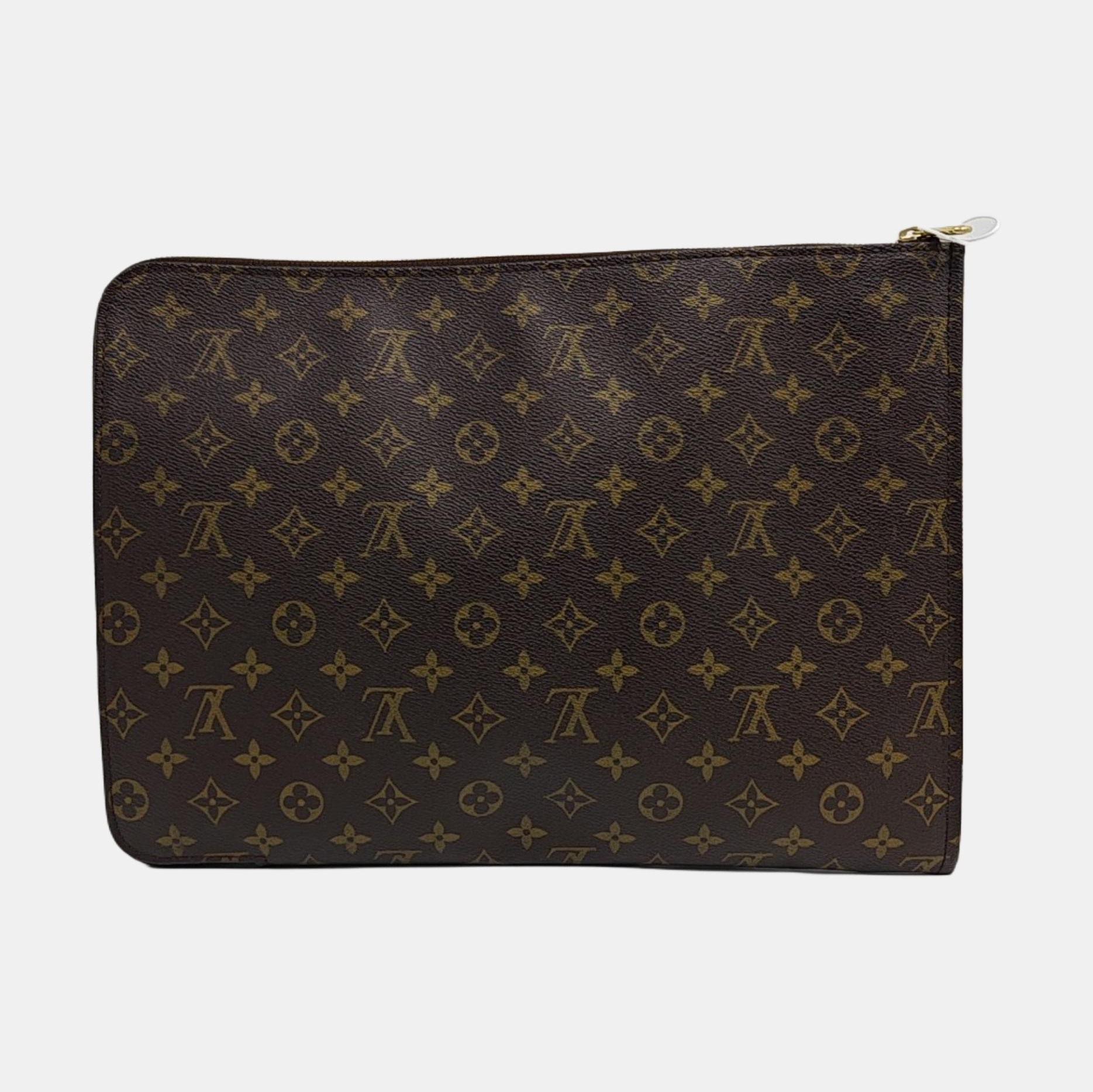 Monogram Coated Canvas Clutch Brown