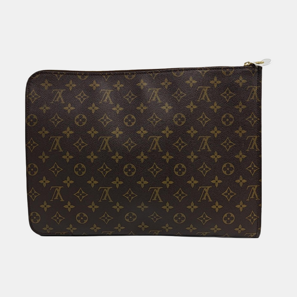 Monogram Coated Canvas Clutch Brown