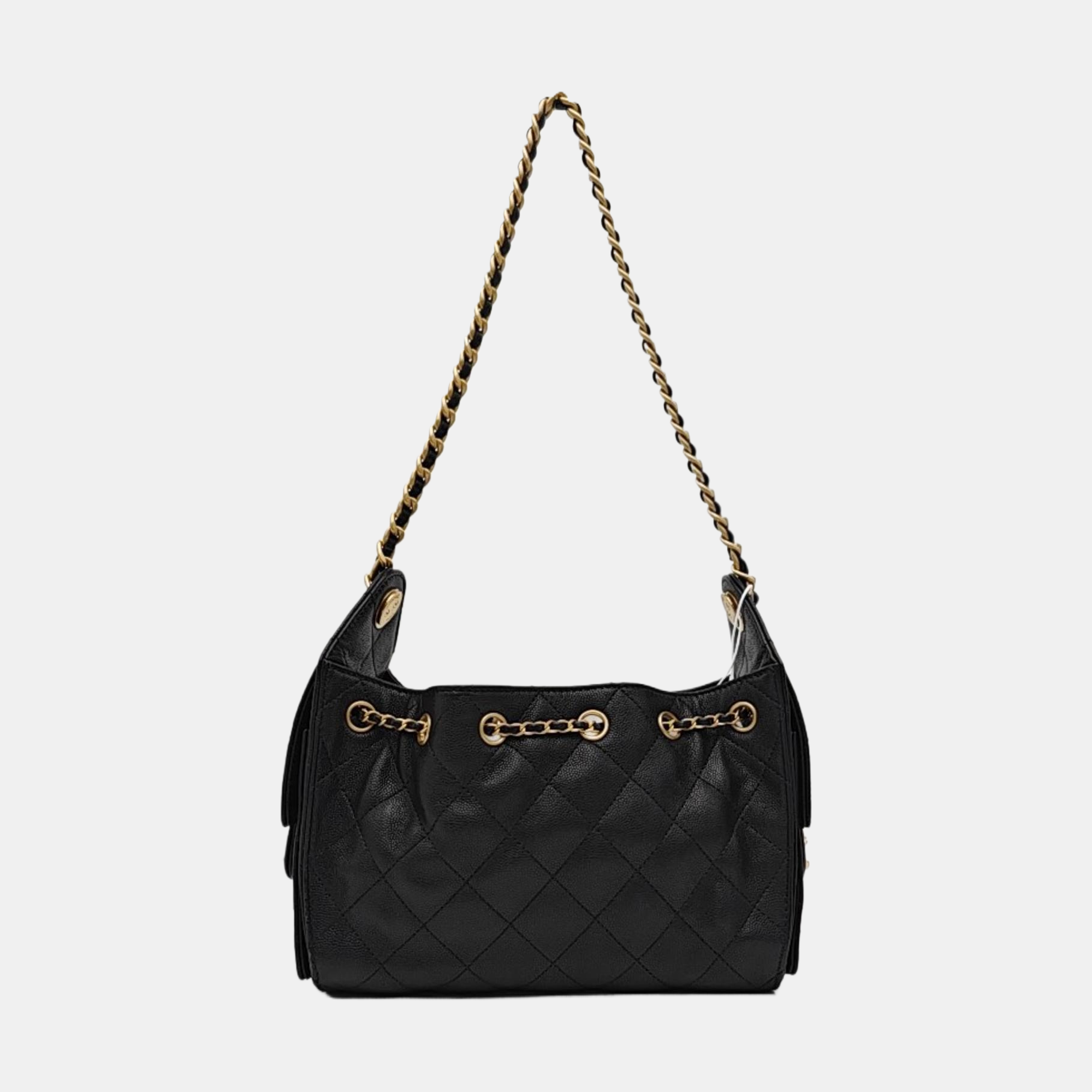 CHANEL 25 Mini Quilted Grained Calfskin Black