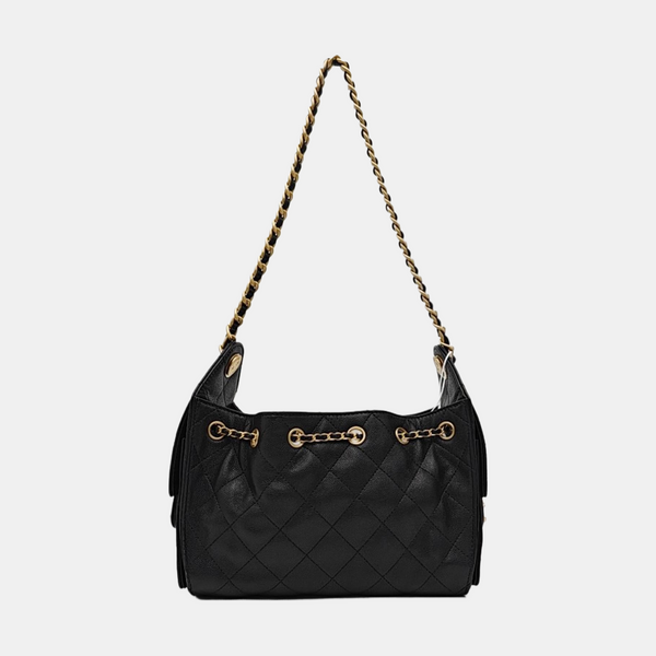 CHANEL 25 Mini Quilted Grained Calfskin Black